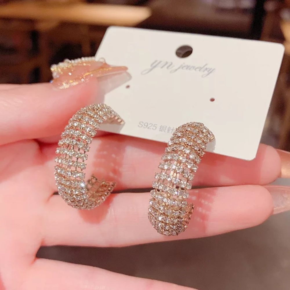 New 18k gold plated diamond earrings